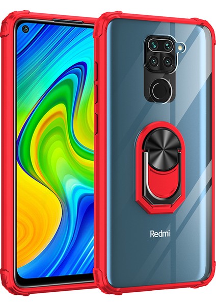 Xiaomi Redmi Note 9 Kılıf Silikon Kenarlı Yüzüklü Manyetik Mola Kapak