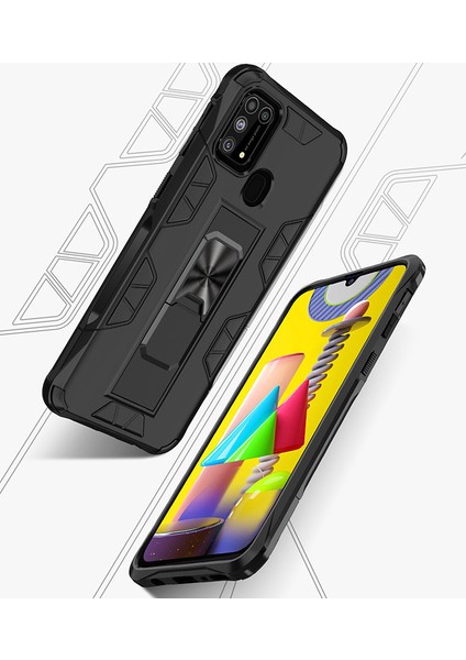 Samsung Galaxy M31 Kılıf Kızaklı Standlı Manyetik Volve Kapak modelleri