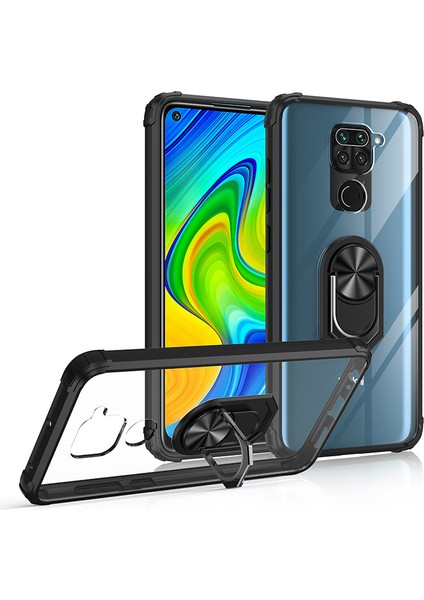 Xiaomi Redmi Note 9 Kılıf Silikon Kenarlı Yüzüklü Manyetik Mola Kapak indirimleri