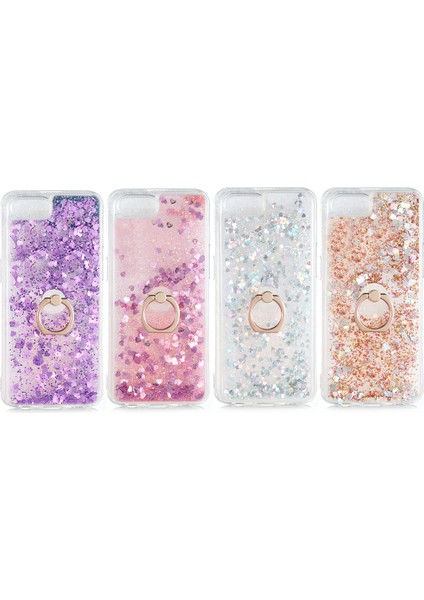 Realme C2 Kılıf Simli Sıvılı Kalplı Yüzüklü Milce Kapak fiyatları