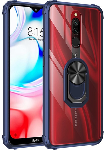 Xiaomi Redmi 8A Kılıf Silikon Kenarlı Renkli Mayetik Yüzüklü Mola Kapak