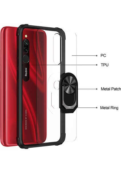 Xiaomi Redmi 8 Kılıf Silikon Kenarlı Renkli Mayetik Yüzüklü Mola Kapak modelleri