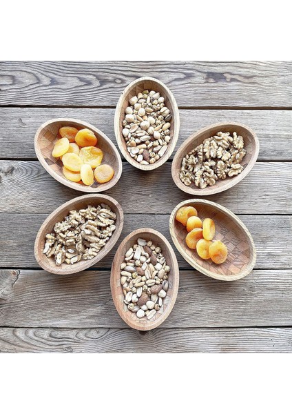 Ahşap Çerezlik Elips El Yapımı 6'lı Set fiyatları