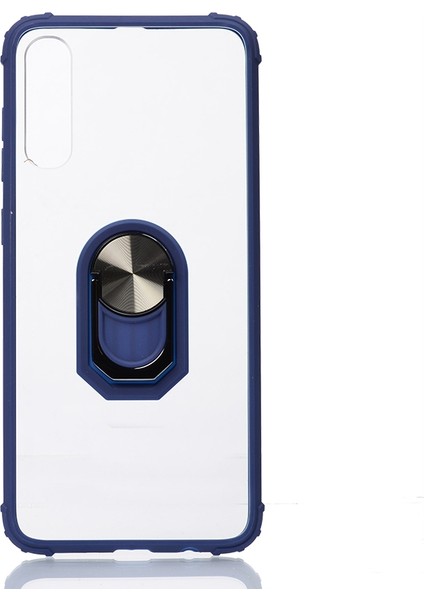 Huawei P Smart Pro 2019 Kılıf Renkli Silikon Kenarlı Yüzüklü Manyetik Mola Kapak