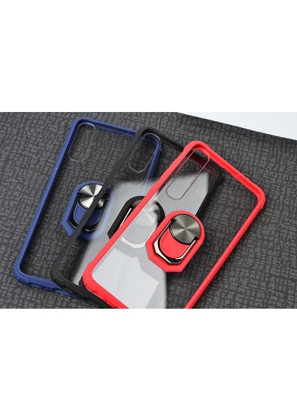 Huawei P Smart Pro 2019 Kılıf Renkli Silikon Kenarlı Yüzüklü Manyetik Mola Kapak modelleri