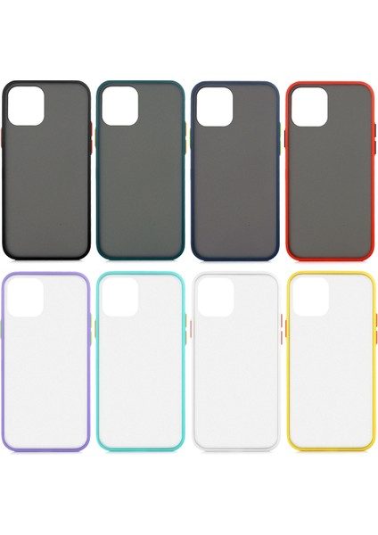 Apple Iphone 12 Pro Max Kılıf Renkli Silikon Kenarlı Buzlu Fri Kapak