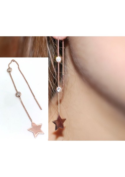 Gümüş Taşlı Yıldız Tekli Küpe fiyatları