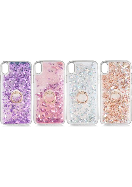 Apple Iphone 11 Kılıf Sıvılı Kalplı Yüzüklü Manyetik Milce Kapak