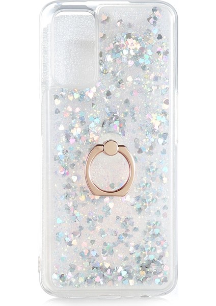 Oppo A52 Kılıf Sıvılı Kalplı Yüzüklü Manyetik Milce Kapak