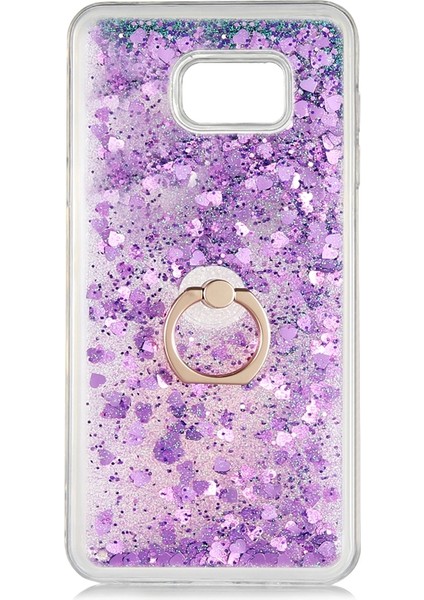 Samsung Galaxy Note 5 Kılıf Sıvılı Kalplı Yüzüklü Manyetik Milce Kapak