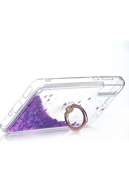 Samsung Galaxy A51 Kılıf Sıvılı Kalplı Yüzüklü Manyetik Milce Kapak