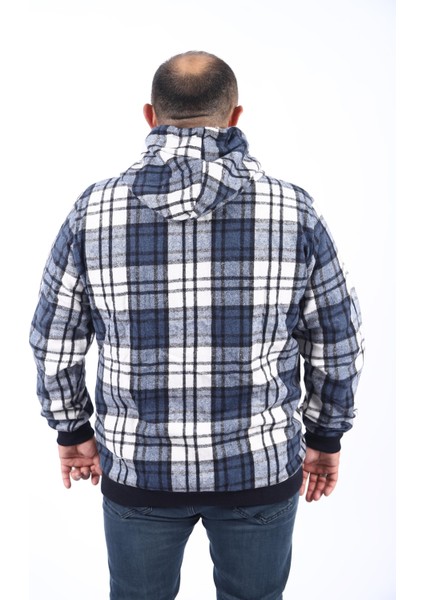 Mocgrande Kangaroo Pocket Oduncu Sweat-Gömlek Stripe 22209-INDIGO