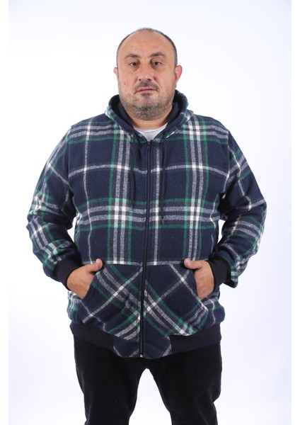 Mocgrande Kangaroo Pocket Oduncu Sweat-Gömlek Stripe 22209-LACIVERT