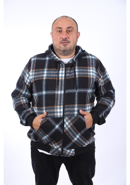 Mocgrande Kangaroo Pocket Oduncu Sweat-Gömlek Stripe 22209-PETROL