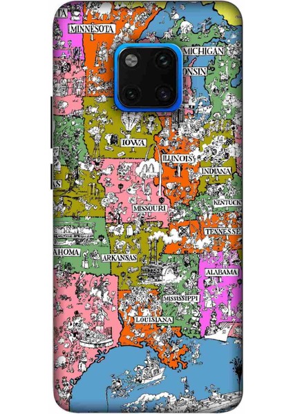 Huawei Mate 20 Pro Kılıf Baskılı Harita Desenli Zipax A++ Silikon - 2011