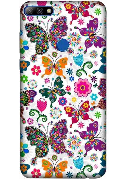 Huawei Y7 2018 Kılıf Baskılı Kelebek Desenli Zipax A++ Silikon - 2096