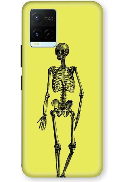 Vivo Y32 Kılıf Iskelet Sarı Desenli Hd Baskılıf Silikon Kılıf - Iskeletsari