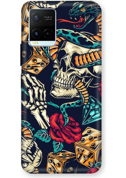 Vivo Y21S Kılıf Zar Kuru Kafa Desenli Hd Baskılıf Silikon Kılıf - Zarkurukafa