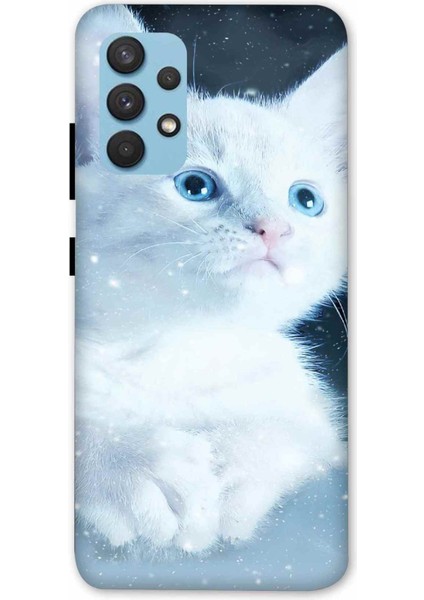 Samsung Galaxy A53 Kılıf Beyaz Kedi Desenli Hd Baskılıf Silikon Kılıf - Beyazkedi