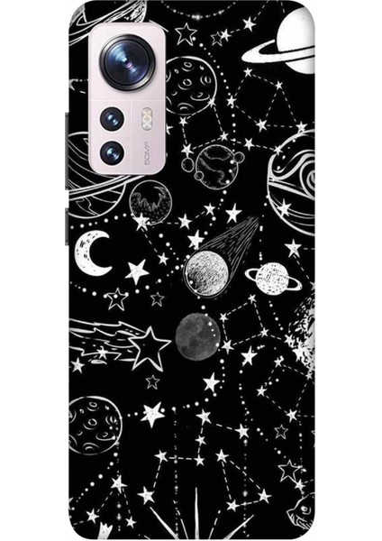 Xiaomi Mi 12 Kılıf Gezegen Desenli Hd Baskılıf Silikon Kılıf - 8226