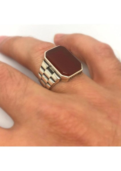 Gümüş Akik Taşlı Erkek Yüzük EL47T3 fiyatları