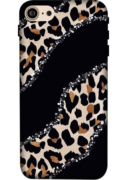 Apple Iphone 7 8 Kılıf Baskılı Siyah Leopar Desenli Zipax A++ Silikon - 8899