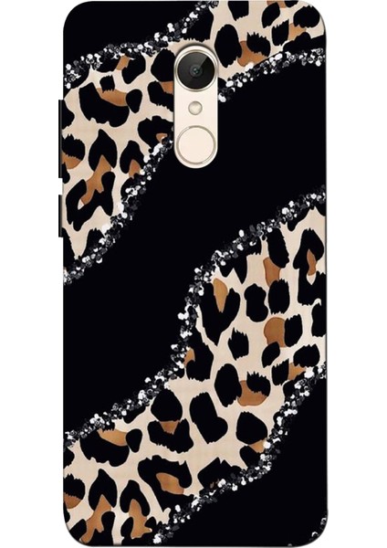 Xiaomi Redmi 5 Plus Kılıf Baskılı Siyah Leopar Desenli Zipax A++ Silikon - 8899