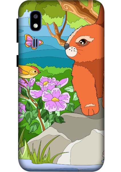 Deste Samsung Galaxy A2 Core Kılıf Tavşan Kuş Baskılı Desenli Silikon Kılıf A++-8039