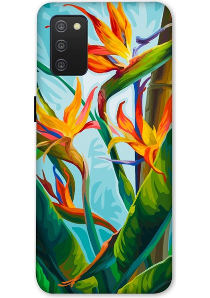 Deste Samsung Galaxy A02S Kılıf Çiçek Baskılı Desenli Silikon Kılıf A++-8012
