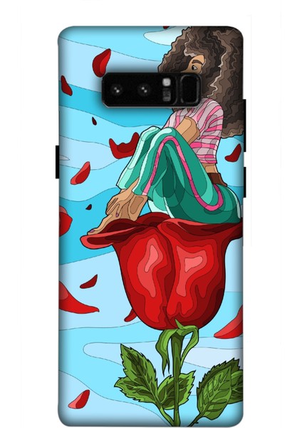 Deste Samsung Galaxy Note 8 Kılıf Gül ve Kız Baskılı Desenli Silikon Kılıf A++-8139