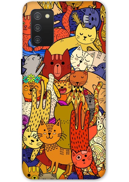 Deste Samsung Galaxy A02S Kılıf Kediler Baskılı Desenli Silikon Kılıf A++-8041
