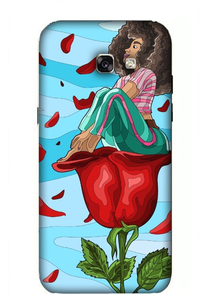 Deste Samsung Galaxy A5 2017 Kılıf Gül ve Kız Baskılı Desenli Silikon Kılıf A++-8139