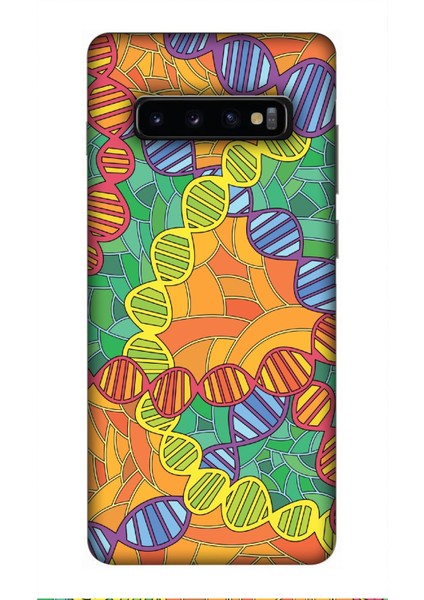 Deste Samsung Galaxy S10 Plus Kılıf Dna Baskılı Desenli Silikon Kılıf A++-8113
