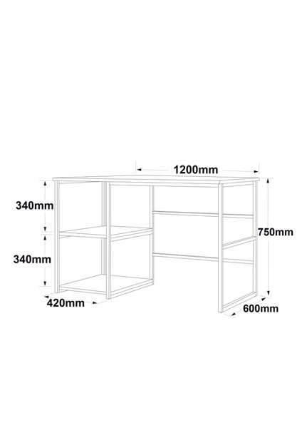 Voyage Gold Metal Çalışma Masası Raflı Mermer Desen 120 cm VG23-GE