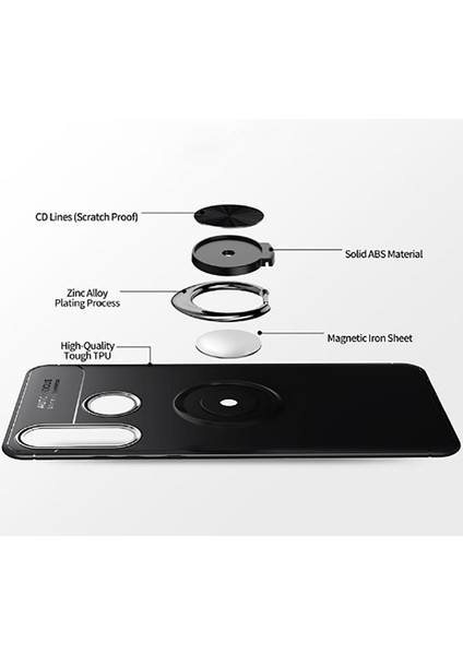 Huawei P40 Lite E Kılıf Yüzüklü Manyetik Ravel Silikon
