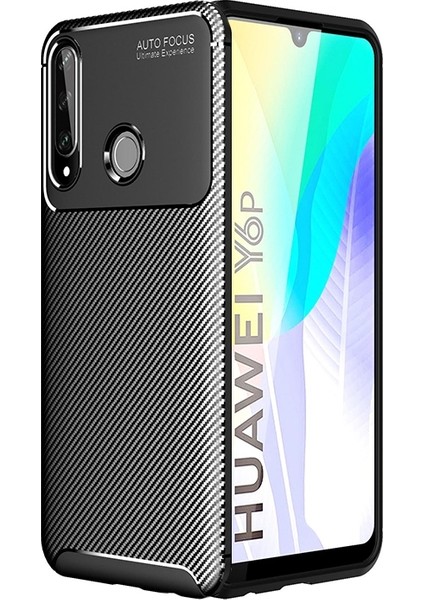 Huawei Y6P Kılıf Karbon Desenli Lux Negro Silikon