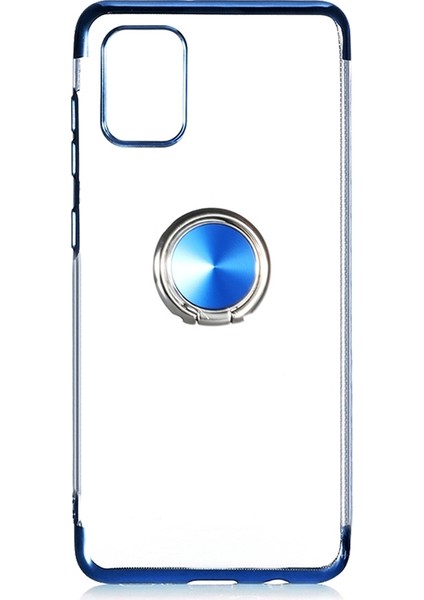 Samsung Galaxy A31 Kılıf 4 Köşe Renkli Yüzüklü Manyetik Gess Silikon