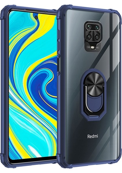 Xiaomi Redmi Note 9s Kılıf Renkli Silikon Kenarlı Yüzüklü Manyetik Mola Kapak