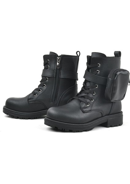 Siyah Fermuarlı Bağcıklı Cüzdanlı Kız Çocuk Bot indirimleri