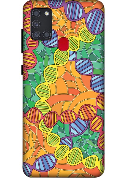 Deste Samsung Galaxy A21S Kılıf Dna Baskılı Desenli Silikon Kılıf A++-8113