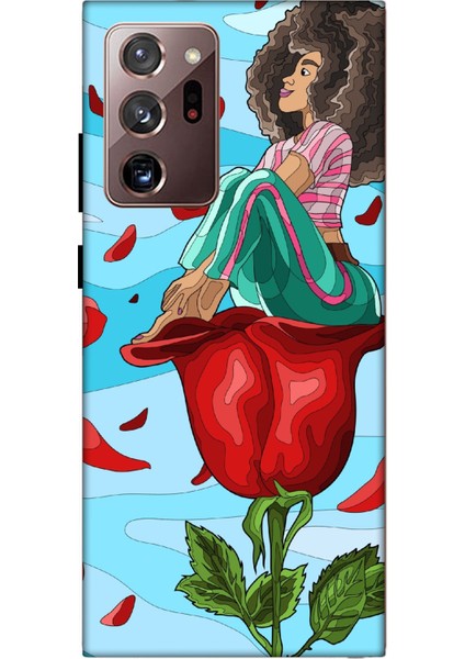 Deste Samsung Galaxy Note 20 Ultra Kılıf Gül ve Kız Baskılı Desenli Silikon Kılıf A++-8139