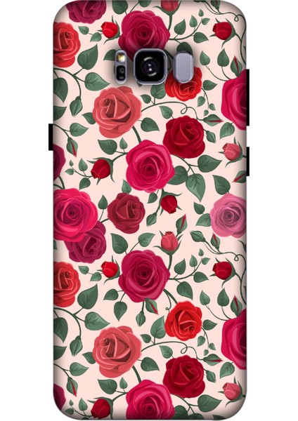 Deste Samsung Galaxy S8 Plus Kılıf Kırmızı Güller Baskılı Desenli Silikon Kılıf A++-8028