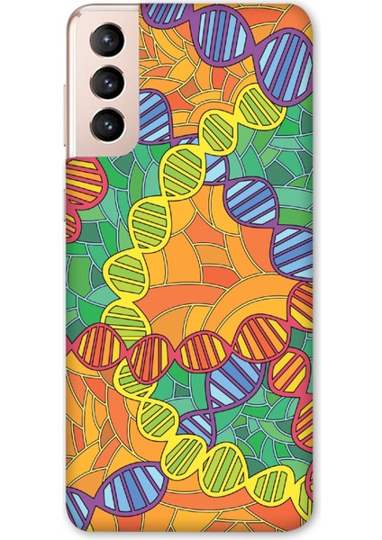 Deste Samsung Galaxy S21 Plus Kılıf Dna Baskılı Desenli Silikon Kılıf A++-8113