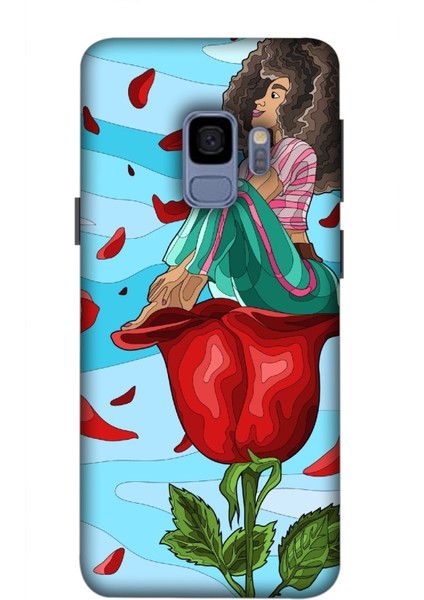 Deste Samsung Galaxy S9 Kılıf Gül ve Kız Baskılı Desenli Silikon Kılıf A++-8139