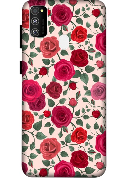 Deste Samsung Galaxy M30S Kılıf Kırmızı Güller Baskılı Desenli Silikon Kılıf A++-8028