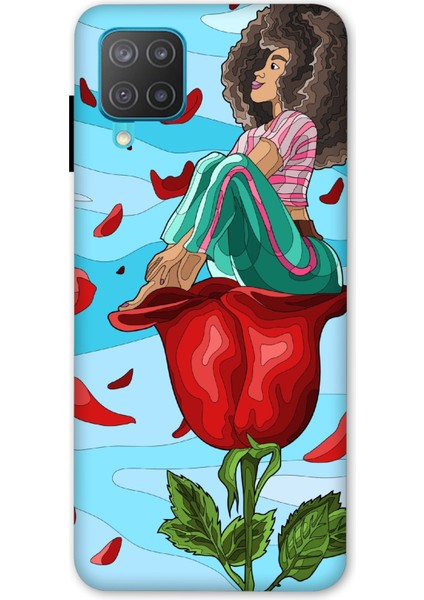 Deste Samsung Galaxy M12 Kılıf Gül ve Kız Baskılı Desenli Silikon Kılıf A++-8139