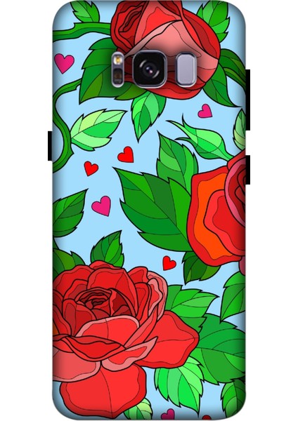 Deste Samsung Galaxy S8 Kılıf Kırmızı Gül Baskılı Desenli Silikon Kılıf A++-8310