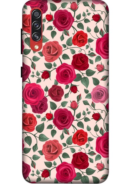 Deste Samsung Galaxy A70S Kılıf Kırmızı Güller Baskılı Desenli Silikon Kılıf A++-8028
