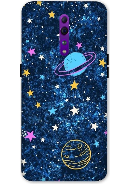 Oppo Reno Z Kılıf Baskılı Gezegen Yıldız Desenli Zipax A++ Silikon - 8854