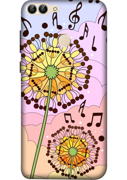 Huawei P Smart 2018 Kılıf Baskılı Çiçek Müzik Desenli Zipax A++ Silikon - 8917